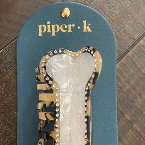 Piper K White and Gold Hair Clip